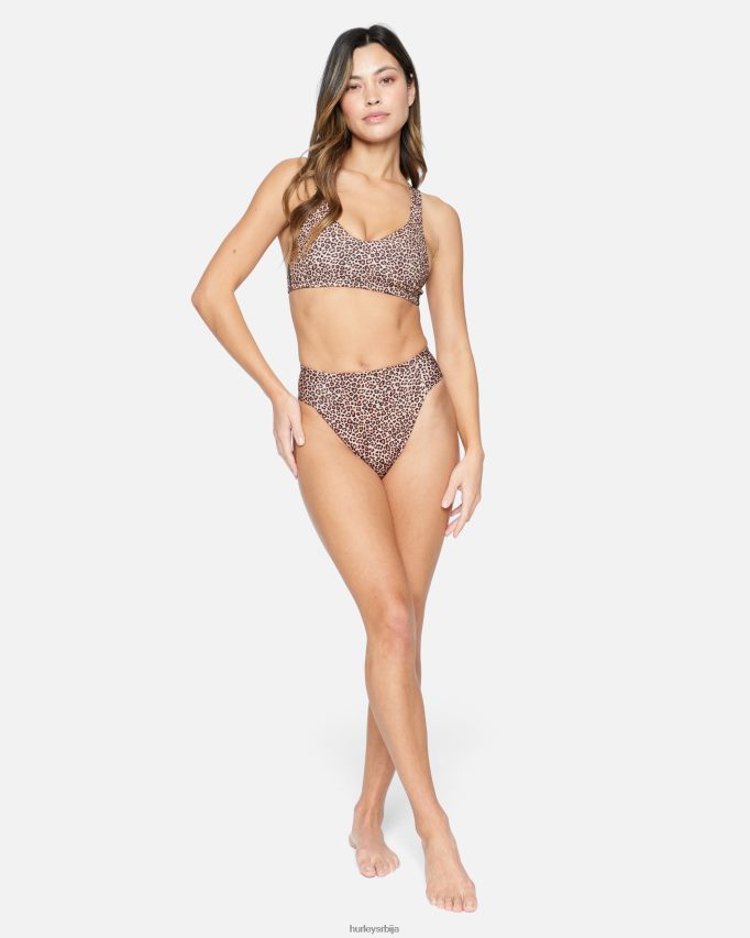 одећу ср Hurley Жене мак леопард цросс бацк топ браон шећер 46R660464