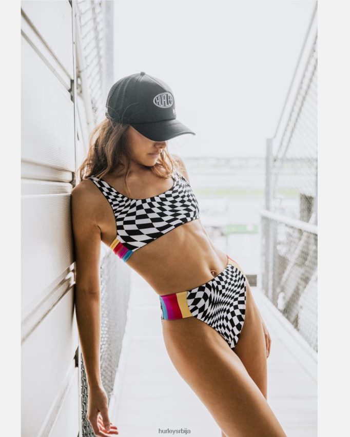 одећу ср Hurley Жене насцар реверзибилна лопатица фронт топ црно бели 46R660497