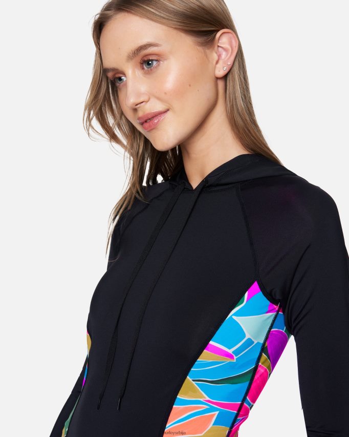 одећу ср Hurley Жене исла пуловер дугих рукава капуљача расхгуард црн 46R660490