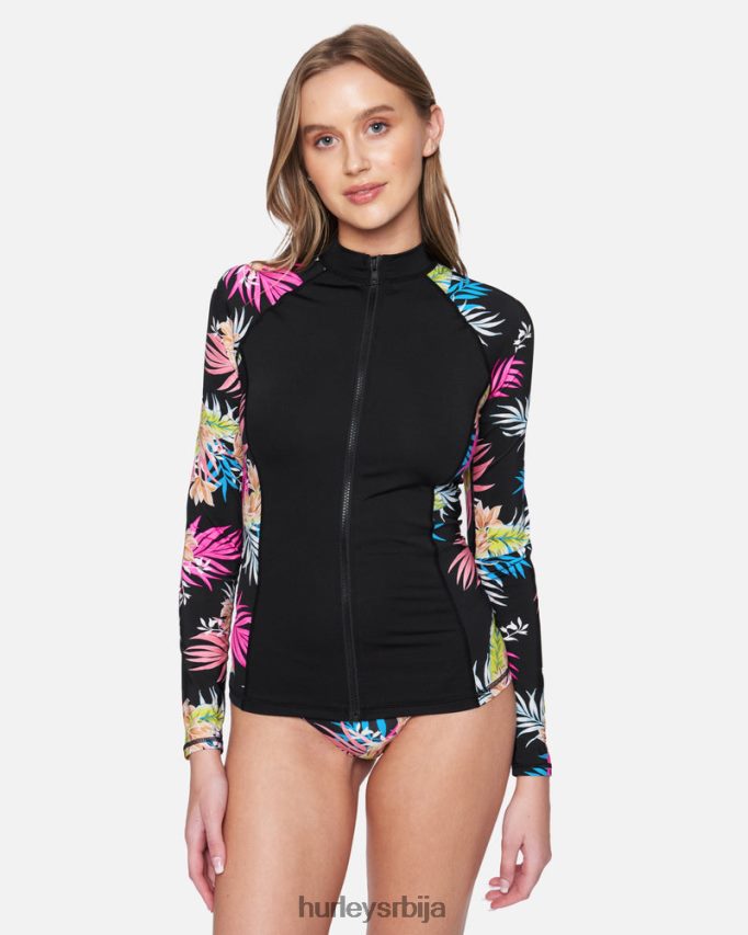 одећу ср Hurley Жене хана рајсгуард предњи дуги рукав црн 46R660493