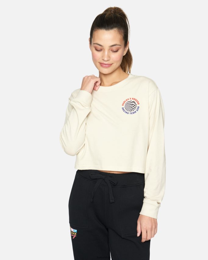 одећу ср Hurley Жене насцар теам уса цроп мајица дугих рукава винтаге вхите 46R660570