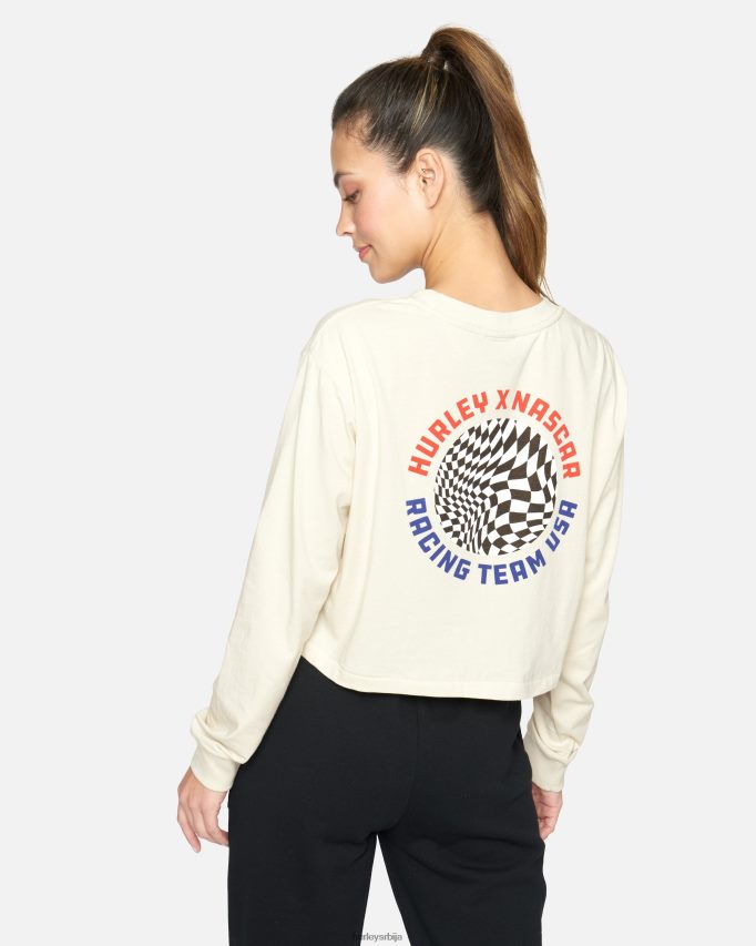 одећу ср Hurley Жене насцар теам уса цроп мајица дугих рукава винтаге вхите 46R660570