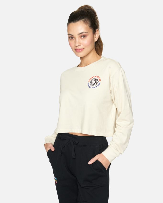 одећу ср Hurley Жене насцар теам уса цроп мајица дугих рукава винтаге вхите 46R660570