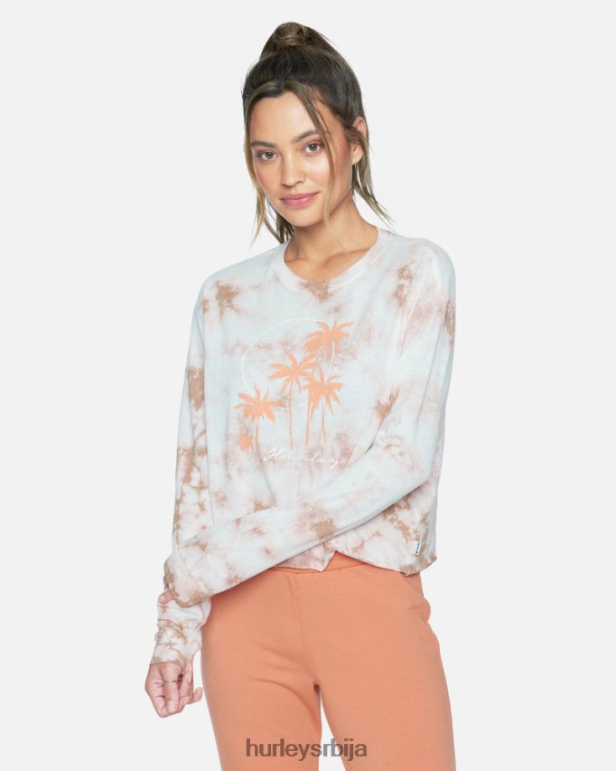 одећу ср Hurley Жене тарин тие дие скраћена мајица дугих рукава ледена кафа 46R660577