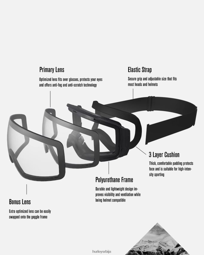 Прибор ср Hurley мушкарци хелик наочаре за снег за одрасле + магнетна сочива сребрно огледало 46R660458