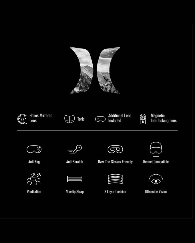 Прибор ср Hurley мушкарци хелик наочаре за снег за одрасле + магнетна сочива сребрно огледало 46R660458