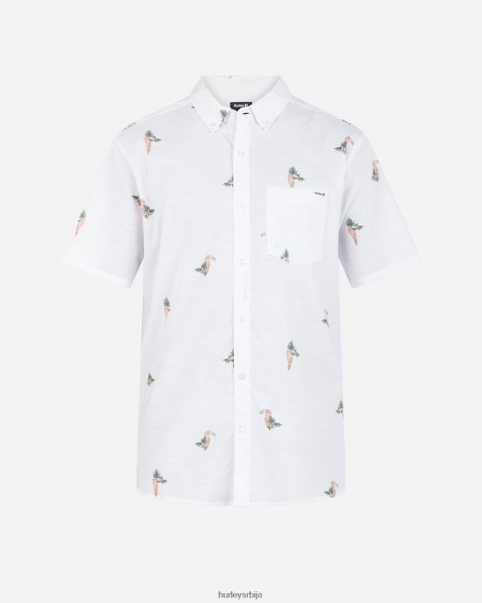 одећу ср Hurley мушкарци једна и једина растезљива кошуља кратких рукава бела 2 46R660284