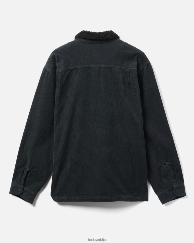 одећу ср Hurley мушкарци бикби цорд кошуља дугих рукава са поставом шерпе тамно камено сива 46R660318