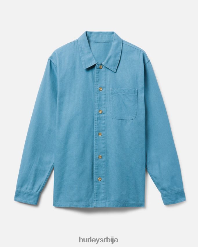 одећу ср Hurley мушкарци бикби платнена кошуља дугих рукава средње плава 46R660342
