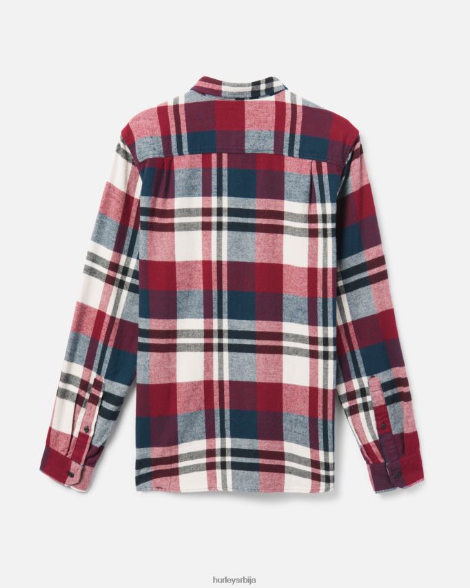 одећу ср Hurley мушкарци портланд органска фланелска кошуља права црвена 46R660376