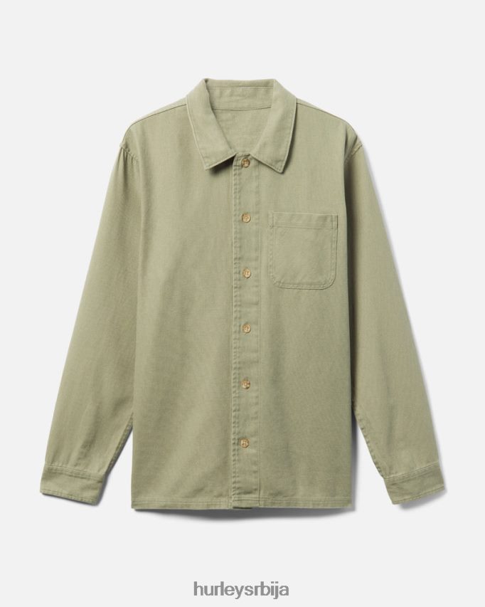 одећу ср Hurley мушкарци бикби платнена кошуља дугих рукава армије 46R660381