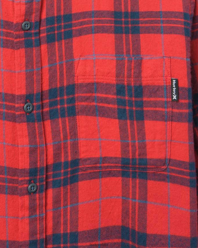 одећу ср Hurley мушкарци портланд органска фланелска кошуља краљевски црвени 46R660386