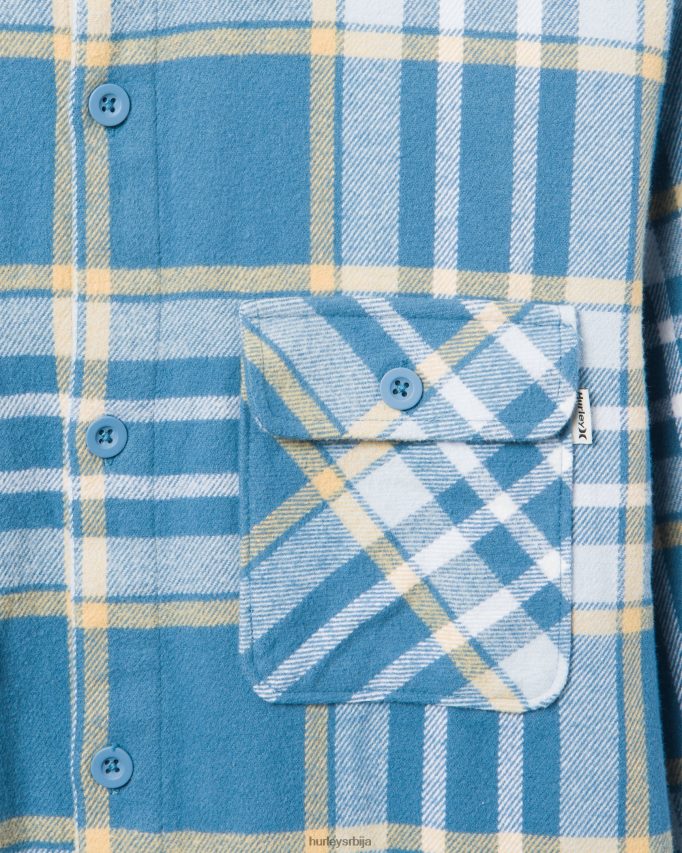 одећу ср Hurley мушкарци Санта Цруз Схорелине фланел средње плава 46R660397