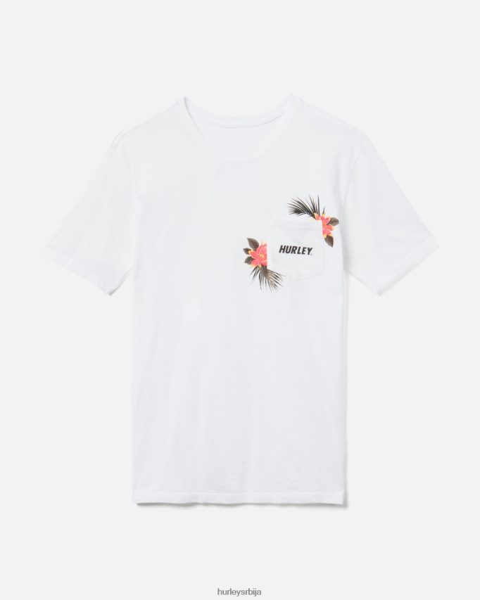 одећу ср Hurley мушкарци свакодневна опрана мајица кратких рукава са џепом ала моана фастлане бео 46R660405